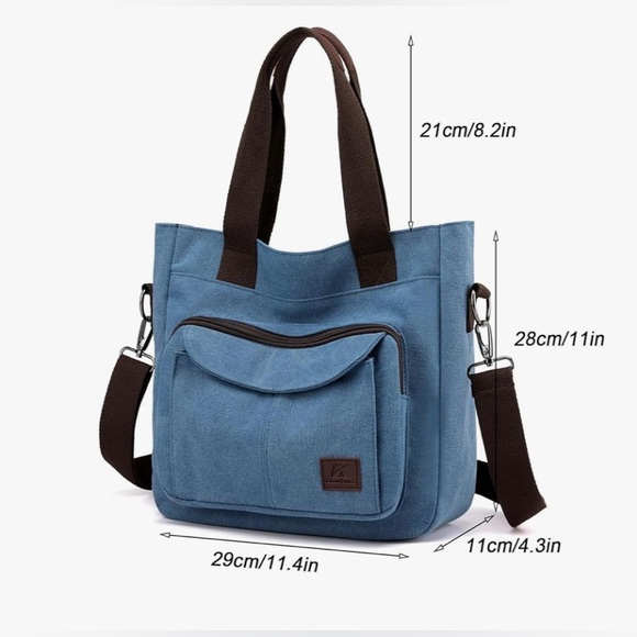 Blue denim canvas tote/shoulder/crossbody bag -women’s. - Picture 5 of 16